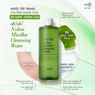 Nước Tẩy Trang Chuyên Sâu Phục Hồi Màng Lipid oh!oh! Xylica Micellar Cleansing Water 500ml
