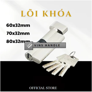[60x32, 70x32, 80x32mm] Củ khóa, Ruột khóa, Tim khóa đủ kích thước kèm chìa lắp cửa kính, cửa hệ 700, 1000
