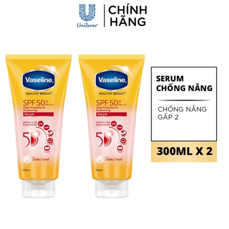 Vaseline 50x Serum Chống Nắng Cơ Thể SPF50 + Dưỡng Trắng Da Sáng Khoẻ