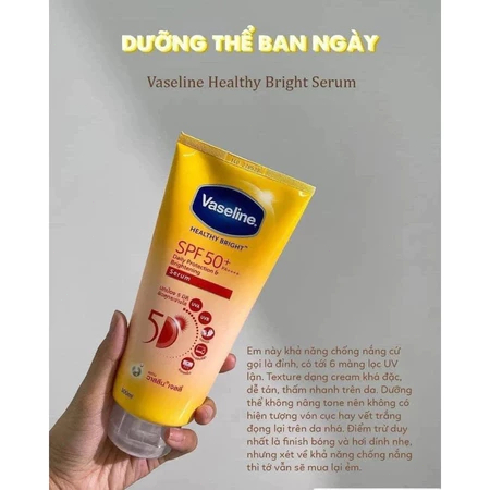 Vaseline 50x Serum Chống Nắng Cơ Thể SPF50 + Dưỡng Trắng Da Sáng Khoẻ