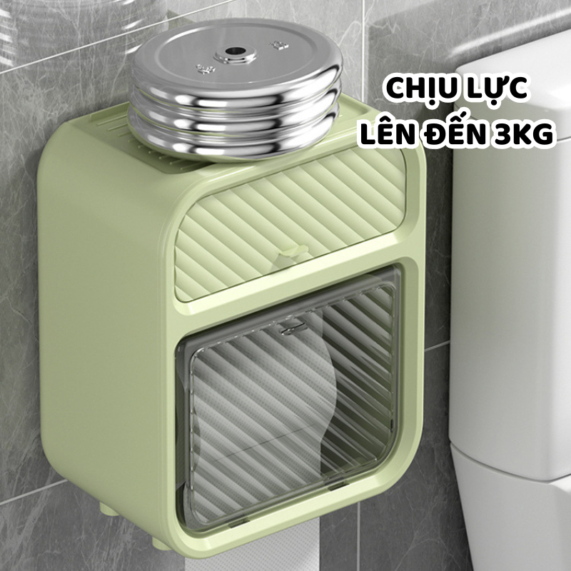 Hộp đựng giấy vệ sinh 2 tầng treo tường đa năng, hộp đựng giấy rút - GIAHANHOTTREND
