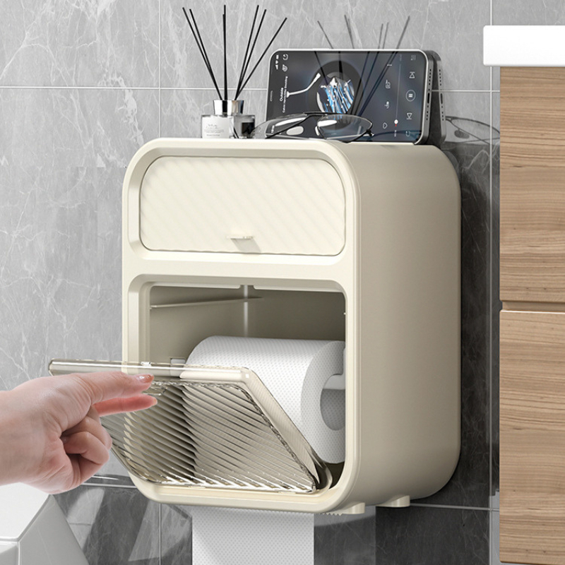 Hộp đựng giấy vệ sinh 2 tầng treo tường đa năng, hộp đựng giấy rút - GIAHANHOTTREND