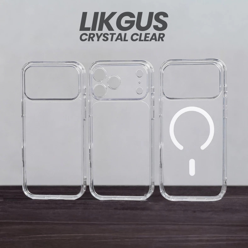 [ Trong Suốt ] Ốp Lưng LIKGUSCRYSTAL Viền Dẻo Chống Sốc - Tích Hợp Sạc Từ Tính Tiện Lợi cho iP 17/16/15 Series