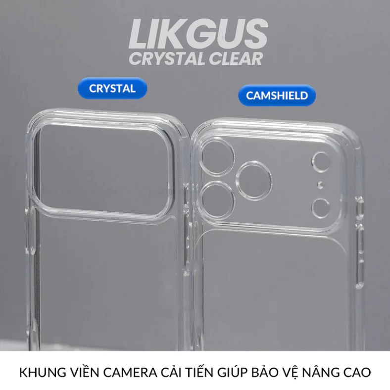 [ Trong Suốt ] Ốp Lưng LIKGUSCRYSTAL Viền Dẻo Chống Sốc - Tích Hợp Sạc Từ Tính Tiện Lợi cho iP 17/16/15 Series