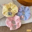 Scrunchies dây cột tóc vải xô đũi phồng có tag gấu xinh xắn nhiều màu dành cho bạn gái