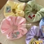 Scrunchies dây cột tóc vải xô đũi phồng có tag gấu xinh xắn nhiều màu dành cho bạn gái
