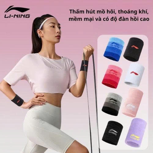 Băng bảo vệ cổ tay LI-NING thấm mồ hôi, băng cổ tay cầu lông, Tenis, gym, yoga chạy bộ