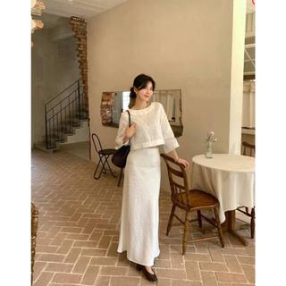 𝗡𝗶𝗻 𝗦𝗲𝘁 𝗟𝗶𝗻𝗲𝗻 - |LY LINEN| - Set linen ống tay loe + chân váy