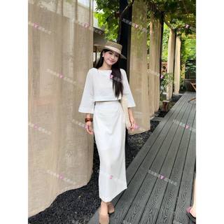 𝗡𝗶𝗻 𝗦𝗲𝘁 𝗟𝗶𝗻𝗲𝗻 - |LY LINEN| - Set linen ống tay loe + chân váy