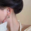 9LUX Khuyên tai dạng vòng trơn thời trang KT211 , Khuyên chữ X bạc thả hạt ngọc trai nhân tạo sang chảnh ECN31