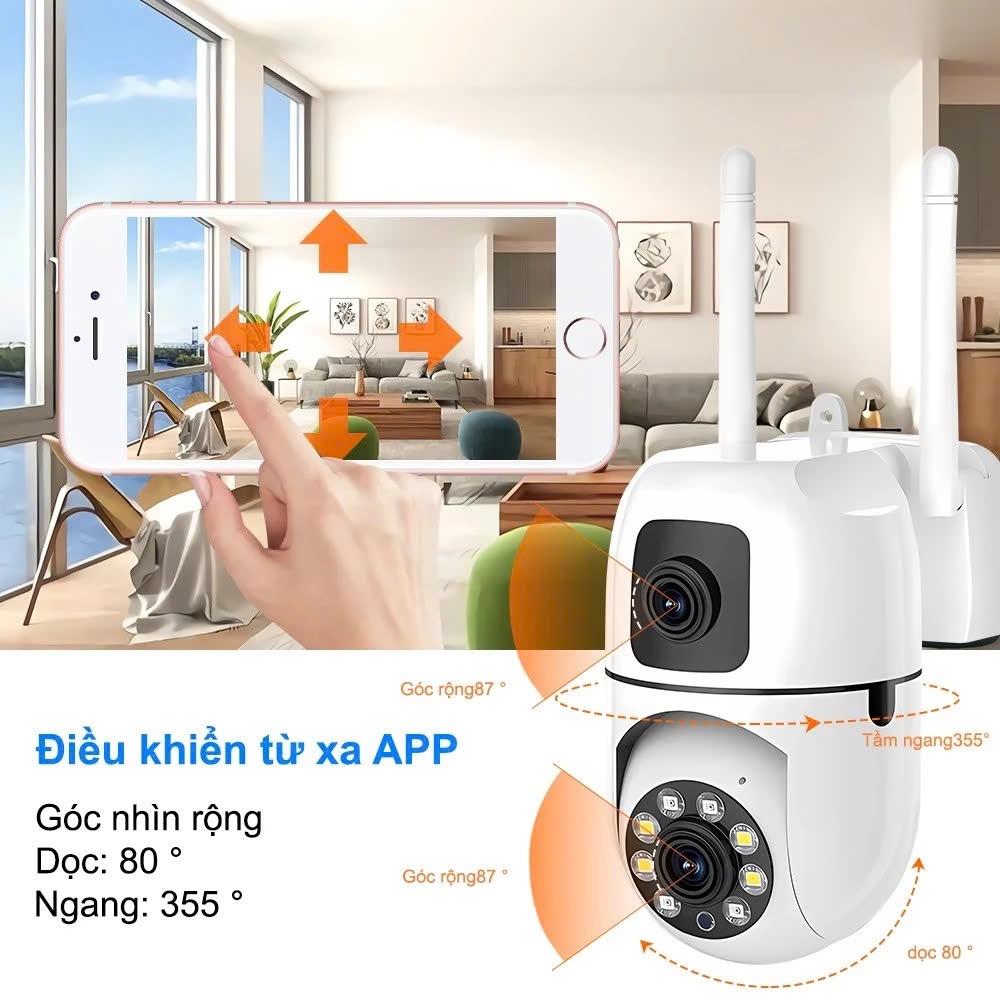 Camera Wifi Ngoài Trời 360 Độ Ống Kính Kép V360 Pro Full HD, Hồng Ngoại Ban Đêm, Đàm Thoại 2 Chiều, Báo Động Chống Trộm