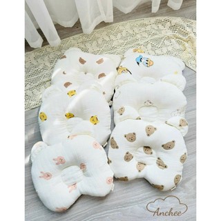 Gối lõm sơ sinh trần bông họa tiết hàn hình gấu và mây Anchee