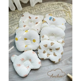 Gối lõm sơ sinh trần bông họa tiết hàn hình gấu và mây Anchee