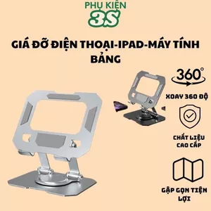 Giá Đỡ iPad, Máy Tính Bảng, Điện Thoại – Gập Gọn, Xoay 360 Độ, Kim Loại Cao Cấp, Size To