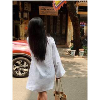 𝗢𝗺𝗲 𝗕𝗮𝘀𝗶𝗰 𝗟𝗶𝗻𝗲𝗻 - |LY LINEN| - Đầm linen cổ V