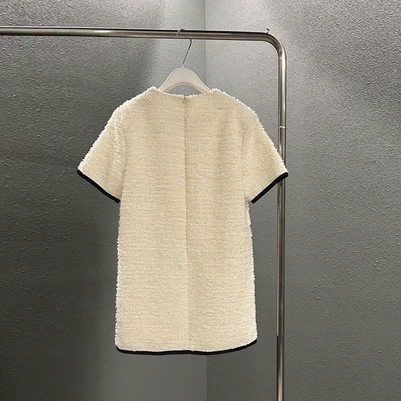 𝗢.𝘂𝗿𝘀 | Đầm Tweed Mini Tay Ngắn - Đầm Tweed ngắn tay dáng cổ tròn cài nút phong cách Hàn Quốc