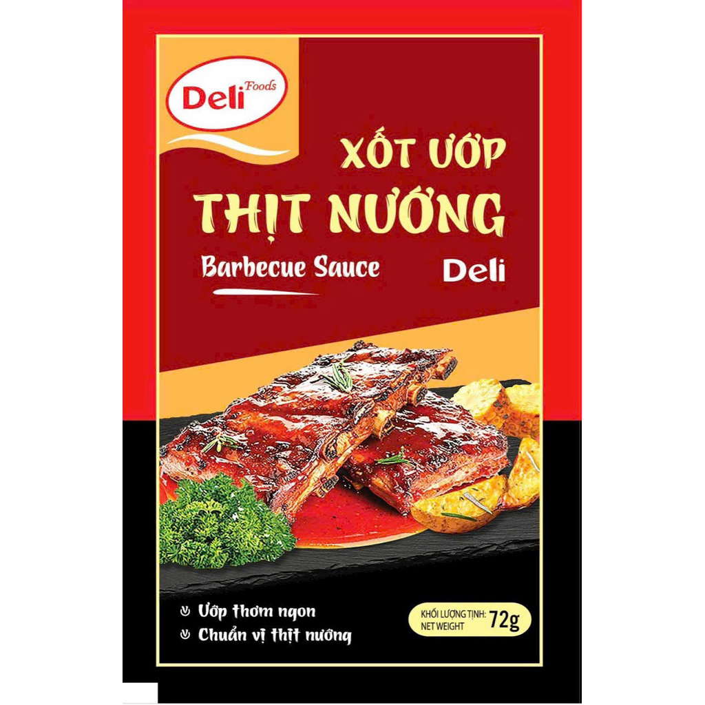 Combo Xốt Ướp Thịt Nướng Deli Foods 72g – Gia Vị Tẩm Ướp Đồ Nướng Đậm Đà, Tiện Lợi, Tạo Màu Đẹp