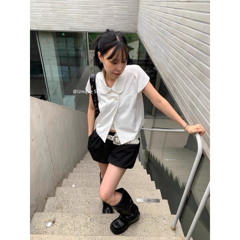 𝗞𝘂𝗻𝗶 𝗟𝗶𝗻𝗲𝗻- | BEELY| Áo Linen cổ sen