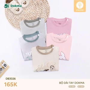 Bộ Cổ Tròn Cotton Dài Tay Dokma Cho Bé DB3024 DB3026
