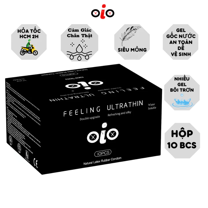 Bao cao su siêu mỏng 001 OiO kéo dài thời gian, bcs gân gai nhiều gel bôi trơn chống xuất tinh sớm