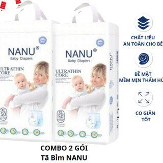 (COMBO 2 GÓI) tã  Bĩm quần Nanu Tã Nanu cao cấp 100 miếng cho bé đủ size Dán S/M quần M/L/XL/2XL/3XL/4XL/5XL