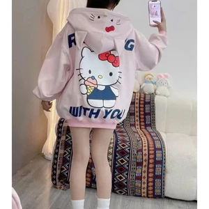 Áo khoác Mũ thêu tai mèo Cute In hình Mèo WiTh nơ đỏ siêu cá tính
