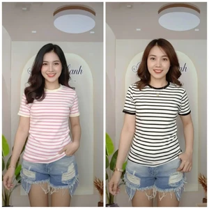 ​Áo thun kẻ ngang Borip mềm mịn, ôm dáng tôn body