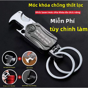Móc khóa ô tô và xe máy tùy chỉnh miễn phí móc khóa đa năng bốn trong một khắc tên biển số xe SDT