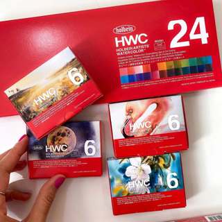 HOLBEIN - Bộ 6 / 24 Màu Nước Tách Lớp Granulating Artists Watercolor 5ml ♥ HWC Màu Họa Sĩ Hiệu Ứng Đặc Biệt Mới
