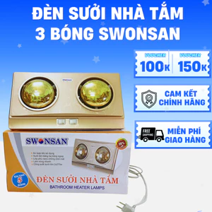 Đèn Sưởi Nhà Tắm Treo Tường Cao Cấp, 2 Bóng SWONSAN, Chống Cháy Nổ - Siêu Tiết Kiệm Điện Năng