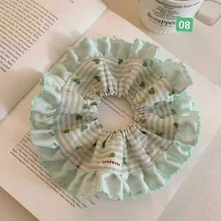 Scrunchies cột tóc nữ phối vải nhiều màu sắc dễ thương cỡ to cho bạn gái