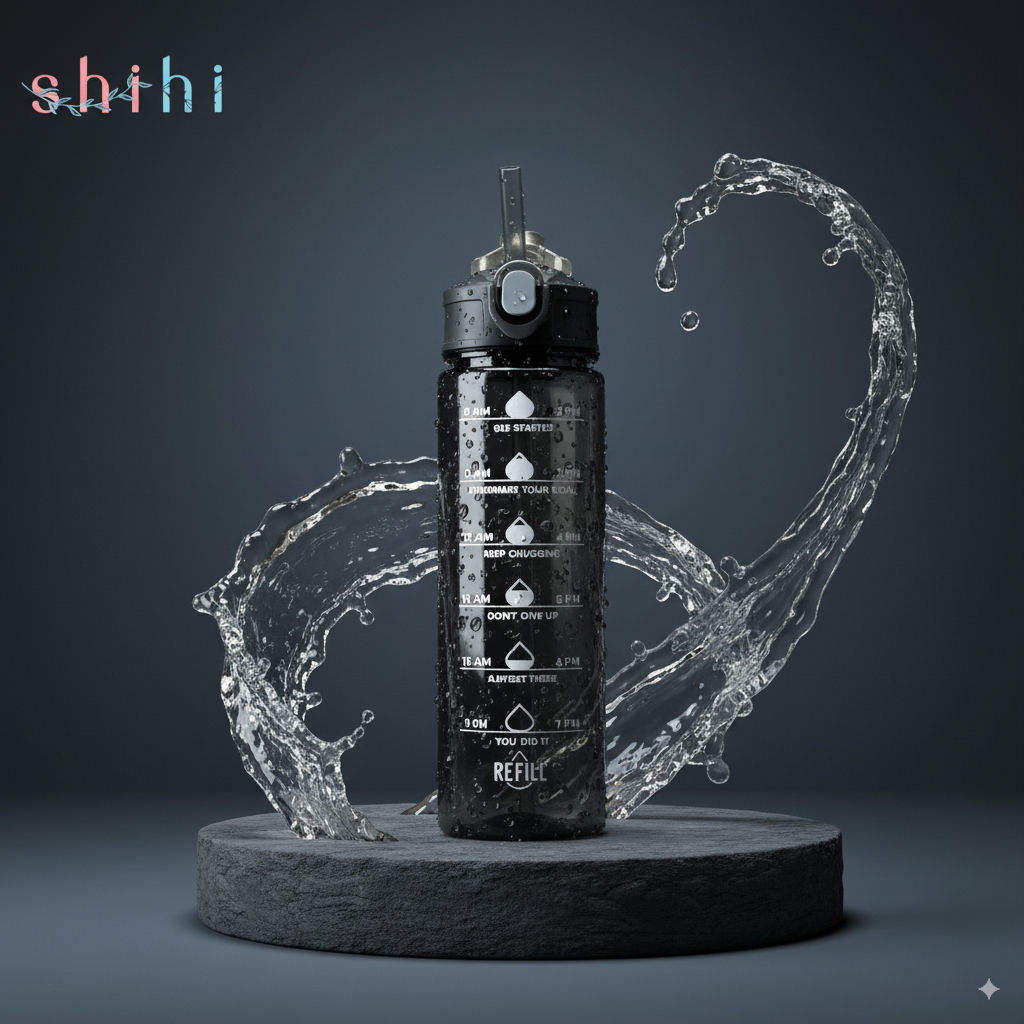 Bình Nước Thể Thao 750ml Có Ống Hút Silicon Nhựa PC Cao Cấp Dây Đeo Tiện Lợi Bình Nước Gym Đi Học