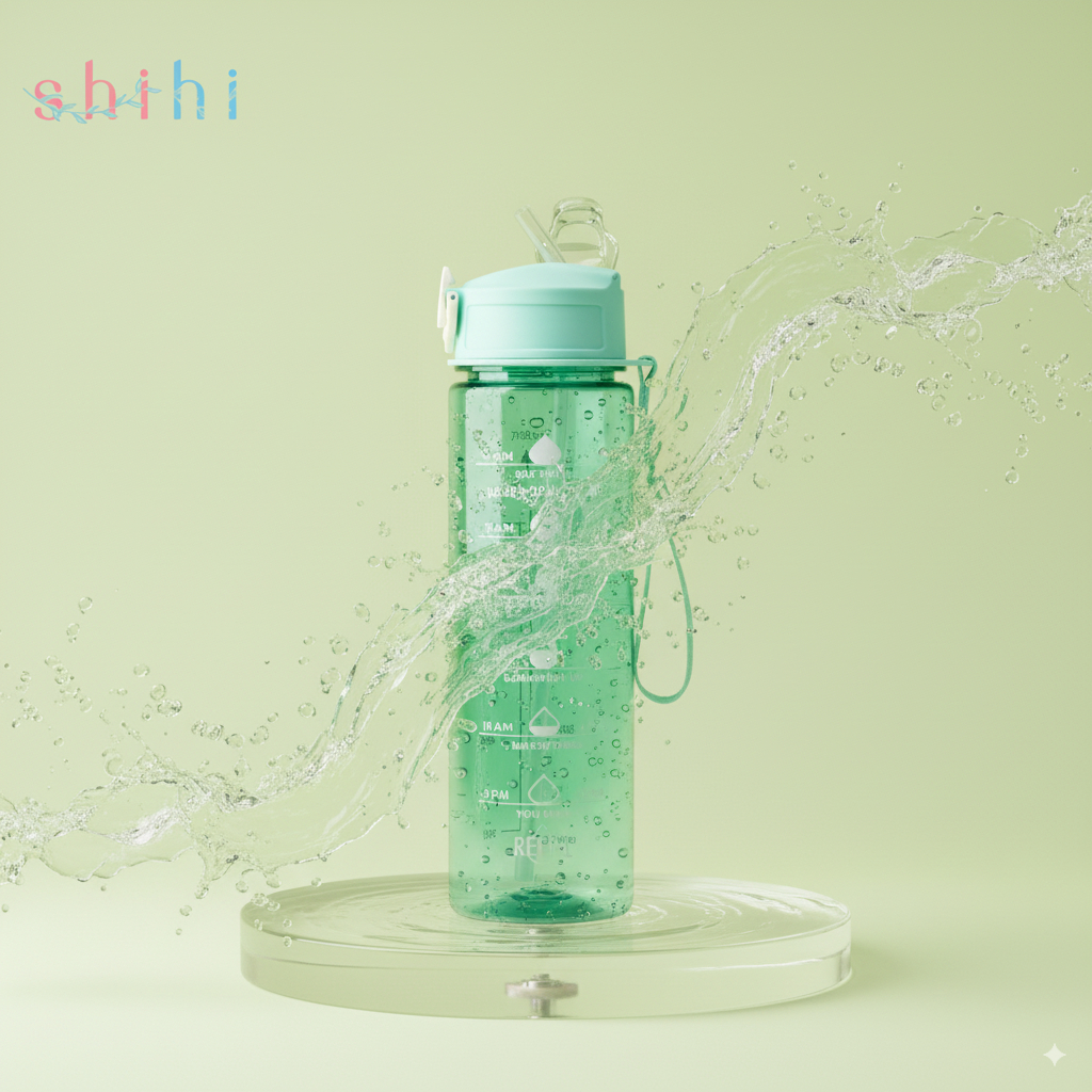 Bình Nước Thể Thao 750ml Có Ống Hút Silicon Nhựa PC Cao Cấp Dây Đeo Tiện Lợi Bình Nước Gym Đi Học
