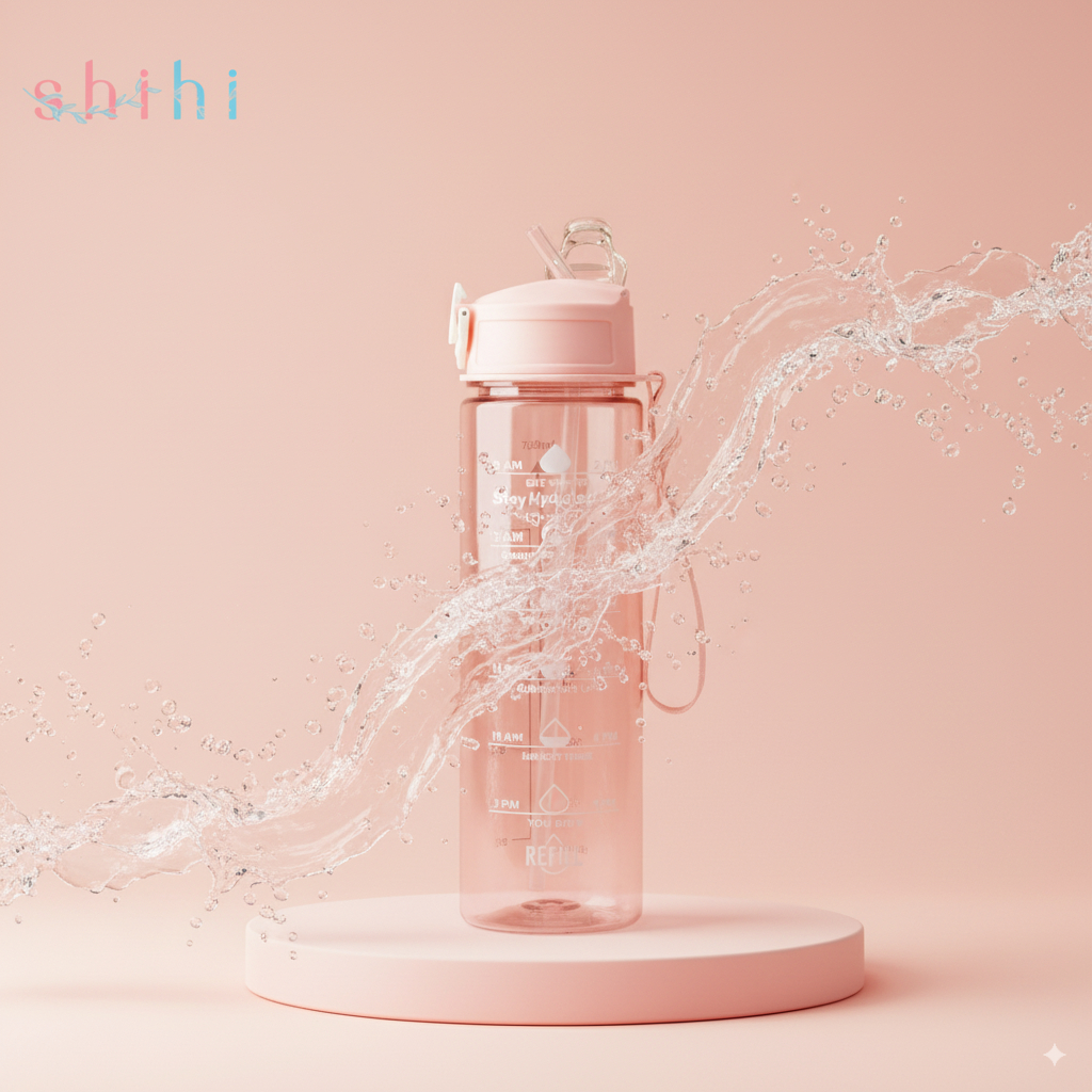Bình Nước Thể Thao 750ml Có Ống Hút Silicon Nhựa PC Cao Cấp Dây Đeo Tiện Lợi Bình Nước Gym Đi Học