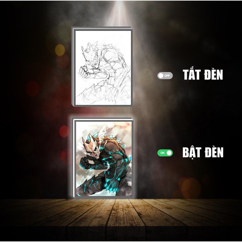 Tranh đèn led 3D đổi màu Kaiju No 8 - Quái Vật Số 8 Kafka Hoshina - Tranh đèn led 3D ANIME trang trí bàn làm việc