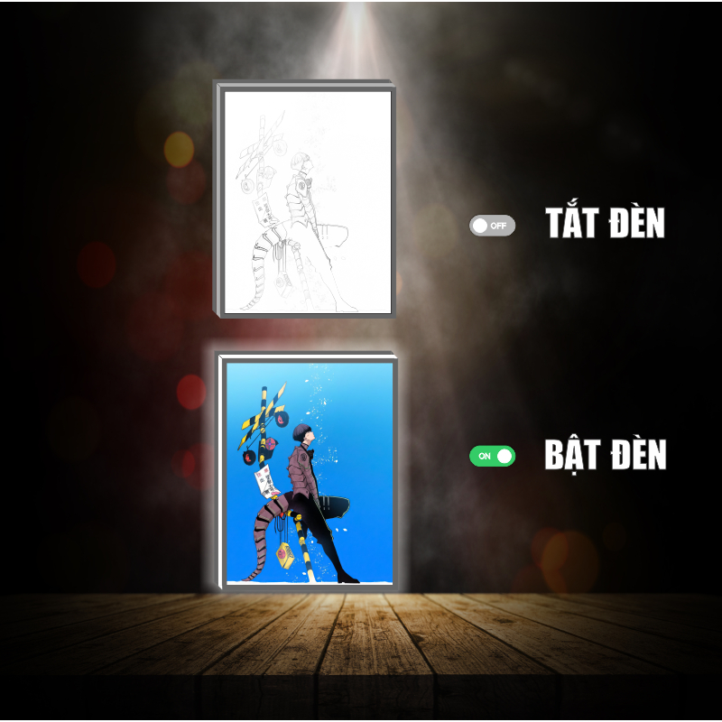 Tranh đèn led 3D đổi màu Kaiju No 8 - Quái Vật Số 8 Kafka Hoshina - Tranh đèn led 3D ANIME trang trí bàn làm việc