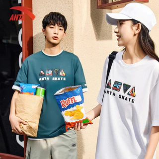 ANTA Nam nữ Skateboard Culture Áo thun Thời Trang Áo Phông Unisex Life Style form rộng rãi 1524B8132