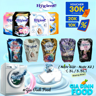 Hygiene nước xả vải, hygiene nước giặt Thái Lan, Xả Quần Áo 2in1  Dùng Cho Giặt Tay Và Giặt Máy Hai Cửa, Túi 3L