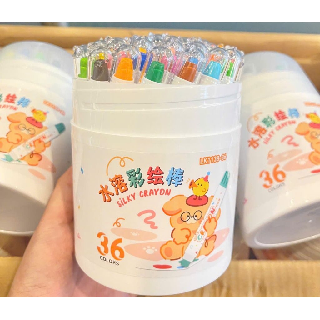 Hộp Màu Sáp Lụa Cao Cấp loại 1, Màu Dầu An To n Không Dính Bẩn Tay Có Tay Cầm An To n , Không ước Hại Cho Bé