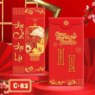 100 bao lì xì mẫu đỏ may mắn năm mới , kích thước 8x16cm (C41-C50)