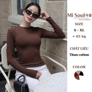 Áo Thun Tay Dài Cổ Tròn Basic BigSize MiSoul, Áo Cotton Dài Tay Dáng Ôm Thu Đông 487