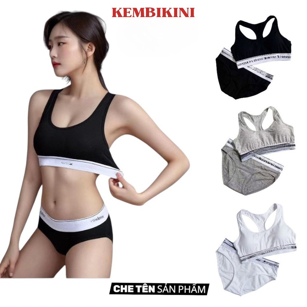 Bộ đồ lót 3 lỗ calinn 3 màu xám đen trắng siêu hót, chất cotton co giãn 4 chiều, mặc tập gym đi bơi đều hợp