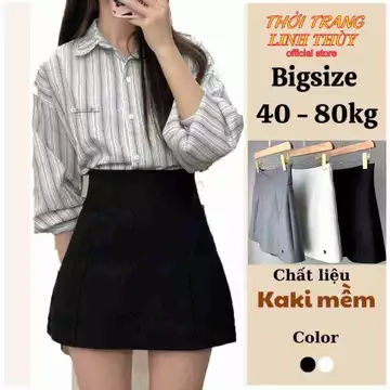 Chân Váy Chữ A, Chân Váy Con Ong Cạp Lưng Cao BIG SIZE Chất Kaki Mềm Cao Cấp Hack Dáng Tôn Eo Nâng Mông 88