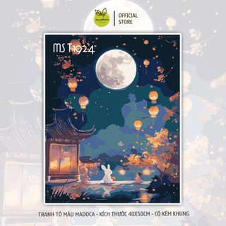 [HỎA TỐC] TỔNG HỢP tranh tô màu theo số ĐÊM TRĂNG BÌNH YÊN, kích thước 40x50 đã căng khung Madoca