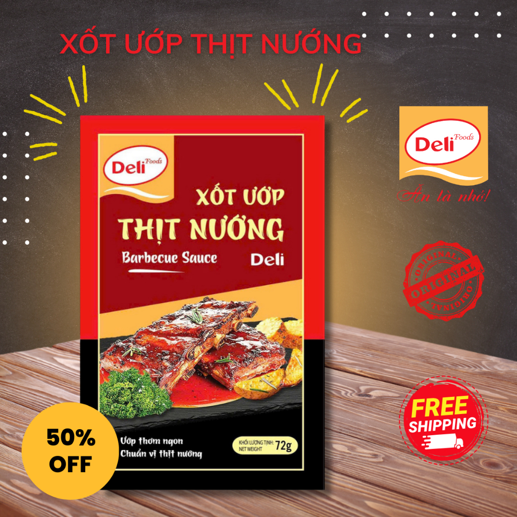 Combo Xốt Ướp Thịt Nướng Deli Foods 72g – Gia Vị Tẩm Ướp Đồ Nướng Đậm Đà, Tiện Lợi, Tạo Màu Đẹp