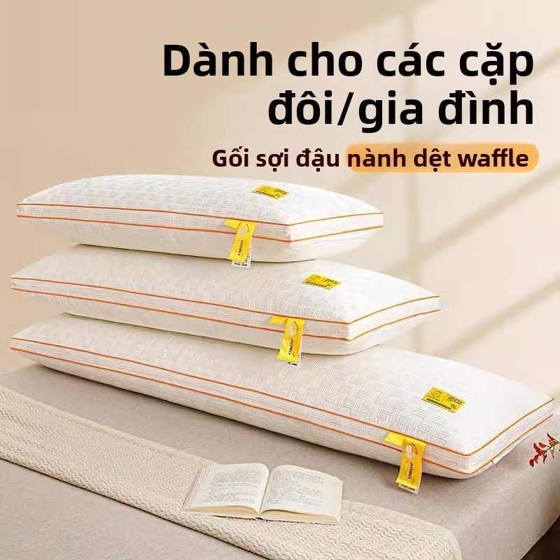 【GỐI ĐÔI CAO CẤP】Gối Vỏ Sò Chỉ Tơ Đậu Nành - Thiết Kế 3D Waffle Độc Quyền, NÂNG ĐỠ CỔ TOÀN DIỆN - Cho Giấc Ngủ Sâu