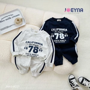 Bộ thu đông dài tay dáng thể thao in hoạ tiết số 78, bộ dài tay cotton mềm cho bé trai
