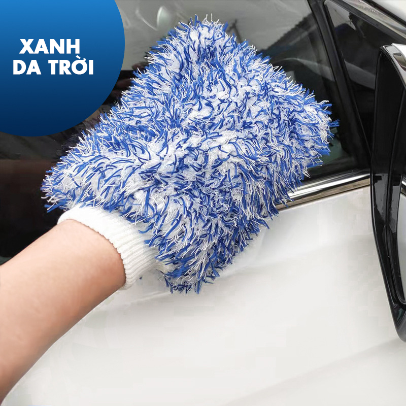 Găng tay rửa xe ô tô sợi mềm thấm hút nước, không gây xước xe, bao tay làm sạch xe hơi mềm mịn NT26