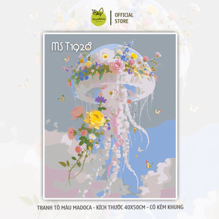 [HỎA TỐC] TỔNG HỢP tranh tô màu theo số BIỂN RỰC RỠ, kích thước 40x50cm đã căng khung, sẵn màu và cọ