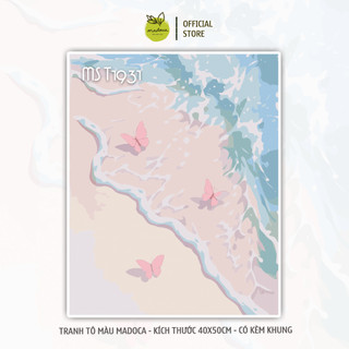 [HỎA TỐC] TỔNG HỢP tranh tô màu theo số BIỂN RỰC RỠ, kích thước 40x50cm đã căng khung, sẵn màu và cọ